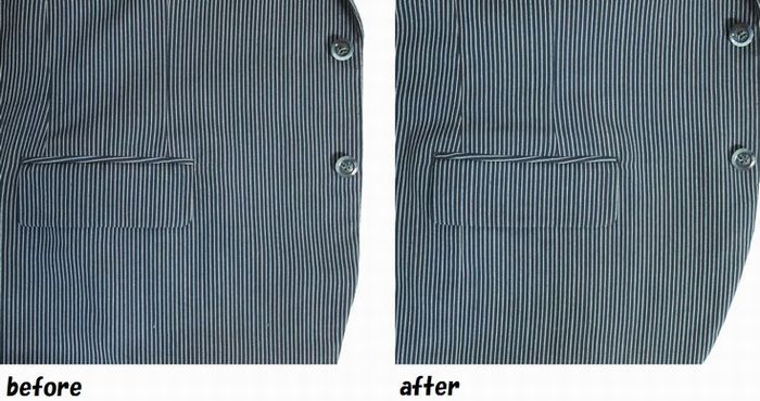 ジャケット　両玉縁フラップポケット　移動のお直し