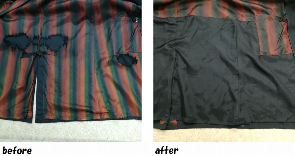 コート　裏地のお直し