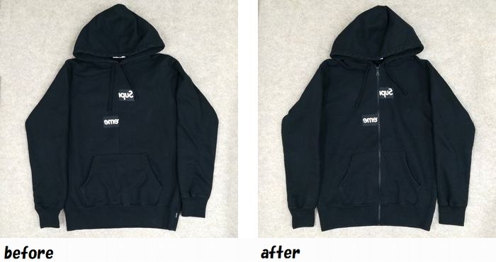 シュプリームｘコムデギャルソンシャツ　Supreme × COMME des GARCONS SHIRT　パーカのお直し