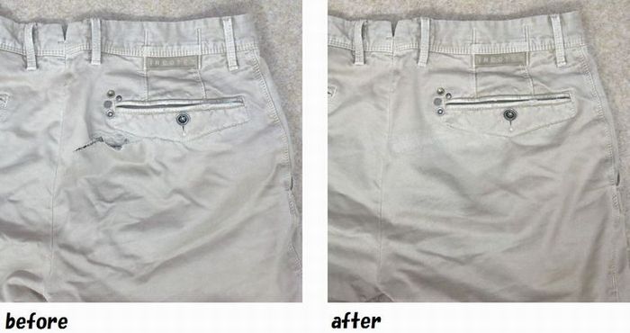 インコテックス　INCOTEX　カラーパンツ　リペア加工