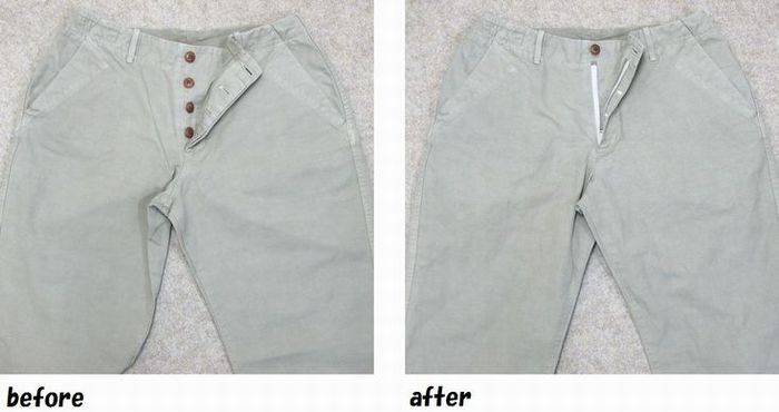 パンツ　ファスナーへ変更のお直し