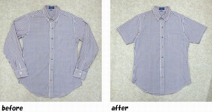 長袖シャツ　半袖シャツへのお直し