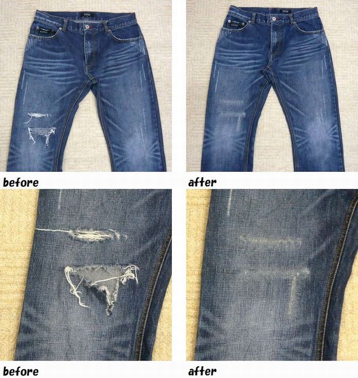 デニム　ウエスト直し・リペア加工