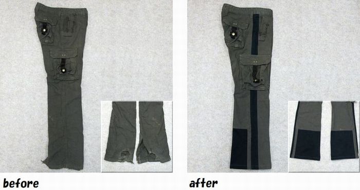 カーゴパンツ　サイドライン　裾復元のお直し